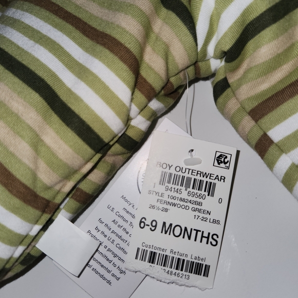 First Impressions Reversible Striped Jacket - Green and Brown - Picture 3 of 6